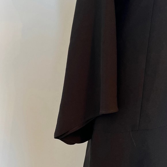 SCRIPTED M Cold Shoulder Bell Sleeve Little Black Dress Asymmetrical - Picture 6 of 16